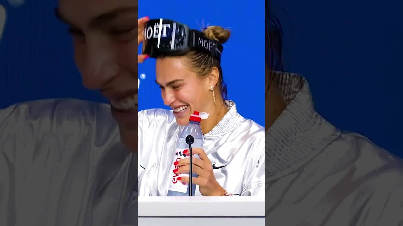 Sabalenka is in a GREAT mood! 🤣