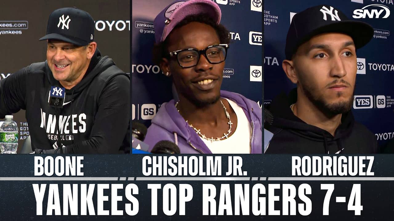 Aaron Boone, Jazz Chisholm Jr. and Elmer Rodriguez on Yankees 7-4 win over Rangers