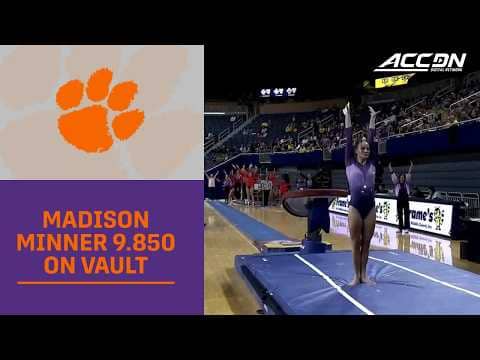 Clemson Redshirt Senior Madison Minner's 9.850 On Vault Ties For First