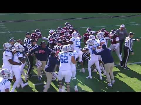 EGG BOWL SCUFFLE 🍿 Ole Miss fumble turns into an ALL-OUT BRAWL vs. Mississippi State 😳 | ESPN CFB