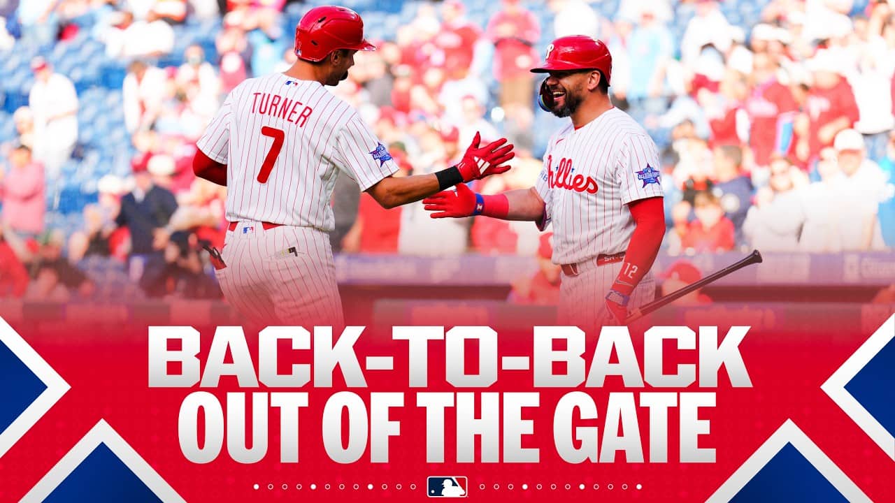 HOT START! 🥵 Trea Turner and Kyle Schwarber go BACK-TO-BACK for the Phillies in the 1st inning! 💪