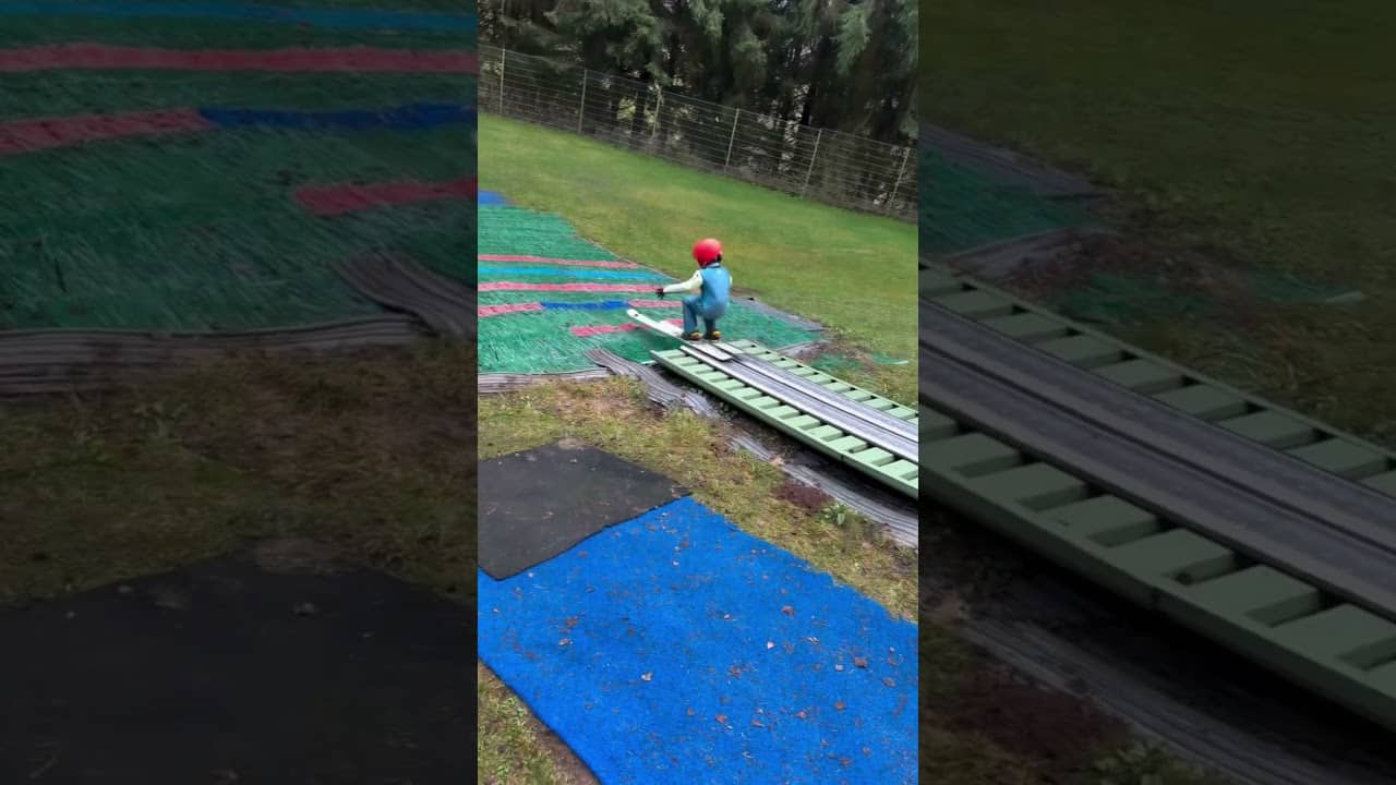 Never too young to start ski jumping! 💪⛷️ 📹: @nicolewick_ #Olympics #WinterOlympics #SkiJumping