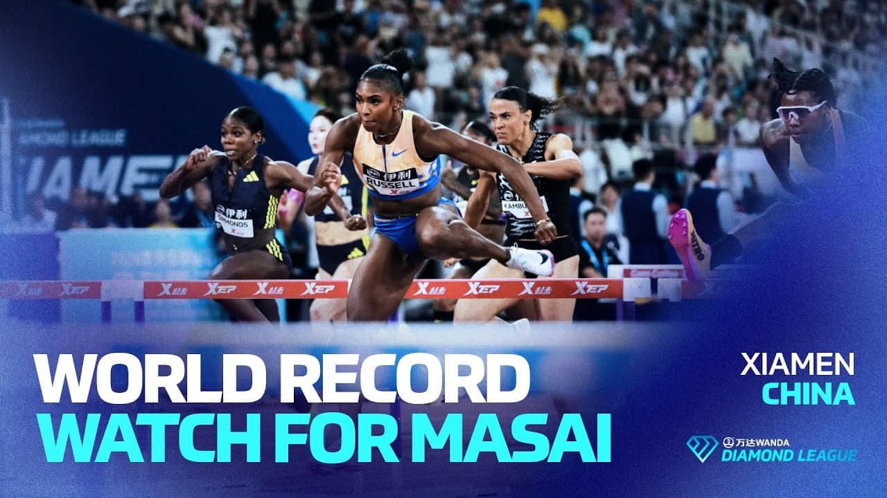 Masai Russell inches closer to 100m hurdles world record with 12.14 | Wanda Diamond League