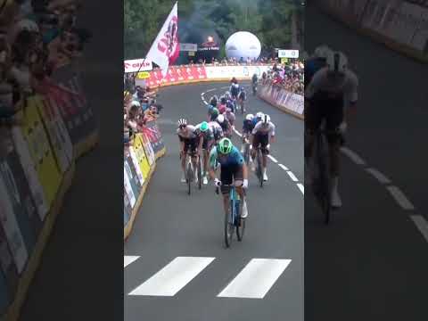 Paul Lapeira comes from NOWHERE to win the uphill sprint in stage 2 of the Tour of Poland 🙌🤯