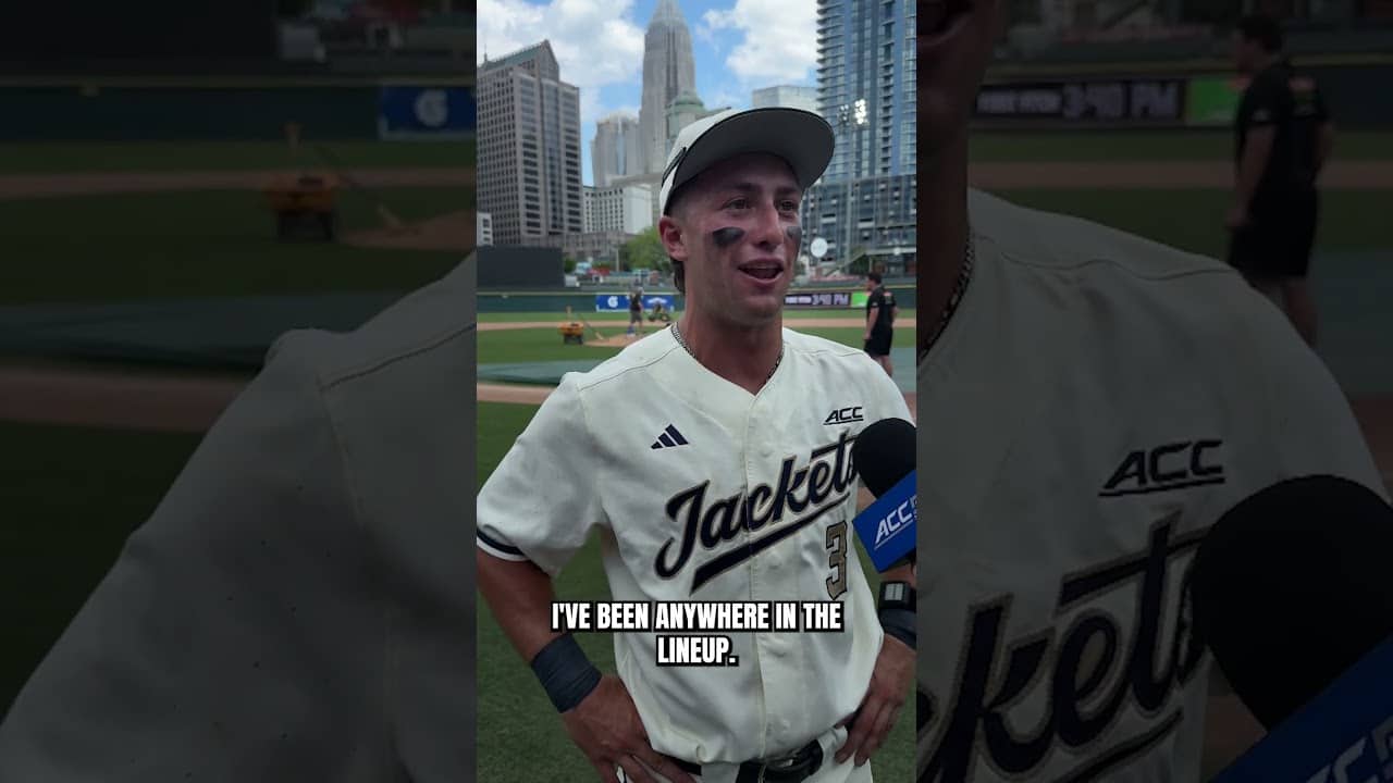 Carson Kerce after his 2 home run day vs. UVA at the ACC Tournament 🤩 #georgiatech #collegebaseball