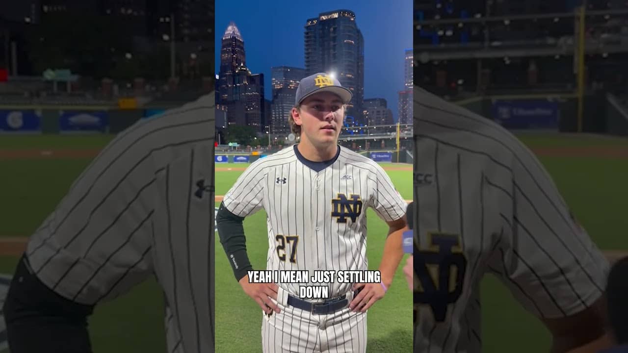 Notre Dame's Jack Radel after an 8-strikeout day vs. Clemson at the ACC Tournament ☘️ #baseball #mlb