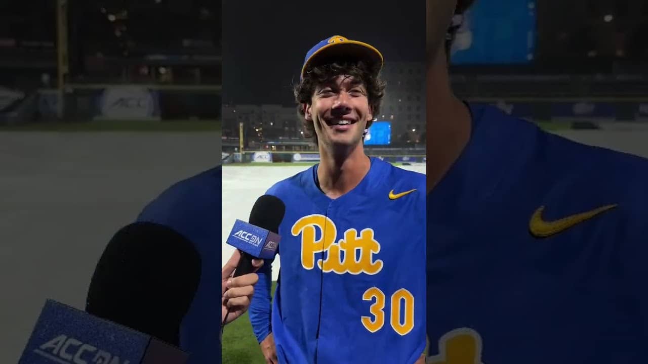 Pitt's David Leslie after an elite relief performance to take down FSU 👏 #pittpanthers #baseball