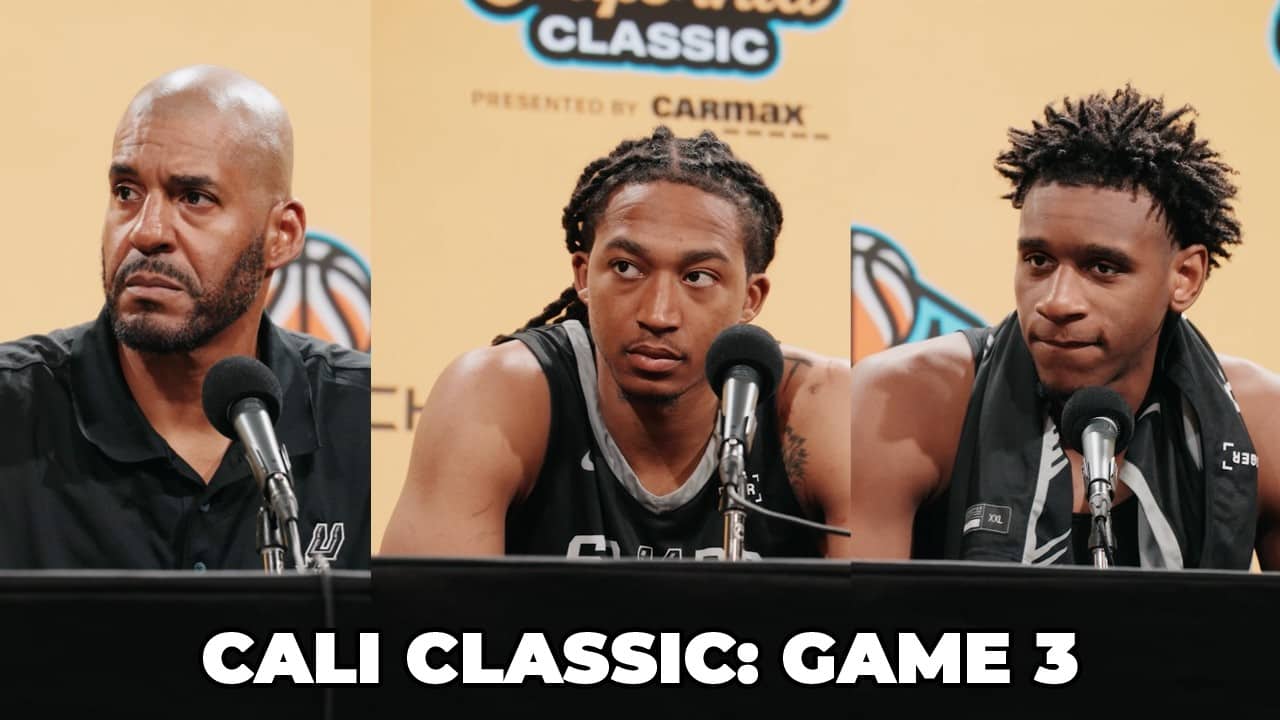 Cali Classic, Game 3: Spurs Coach Corliss Williamson, Tarris Reed Jr., Maliq Brown