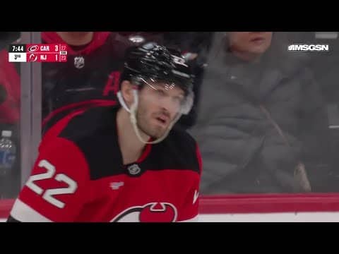Logan Stankoven scores a goal against the New Jersey Devils