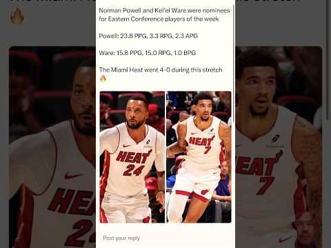 Norman Powell & Kel’el Ware were CANDIDATES for eastern conference player of the week #nba #shorts