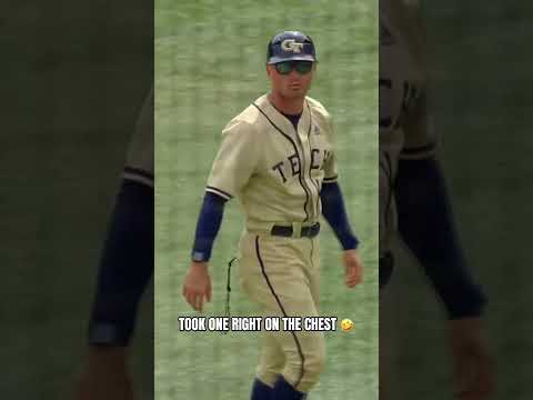 He didn’t even flinch 😂 #georgiatech #accbaseball #collegebaseball #funny #baseball