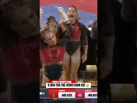 Katie Harper earned a 9.900 on bars today to split the event title! #ncstate #ncaagymnastics