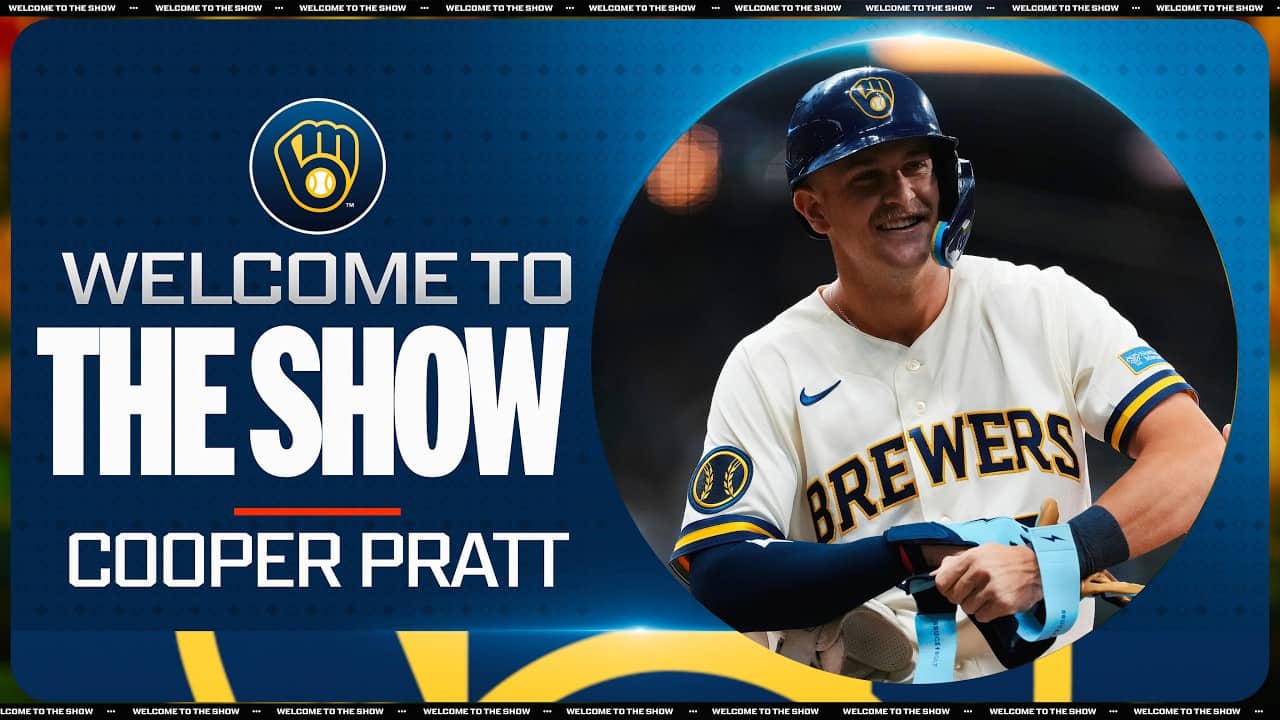 Cooper Pratt picks up his 1st MLB HIT and RBI for the Brewers! 👏 (MLB's No. 63 overall prospect!)