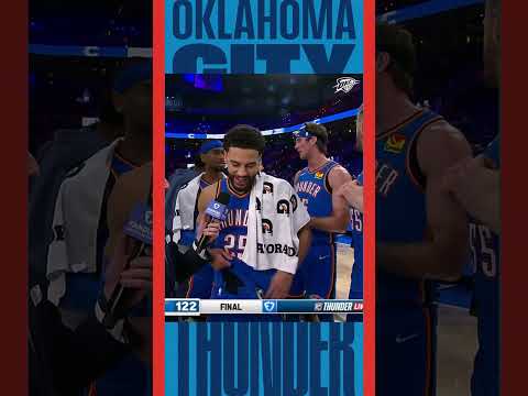 Right mindset all 48 🤝 // Ajay Mitchell catches up with Nick Gallo postgame in OKC 🎙️