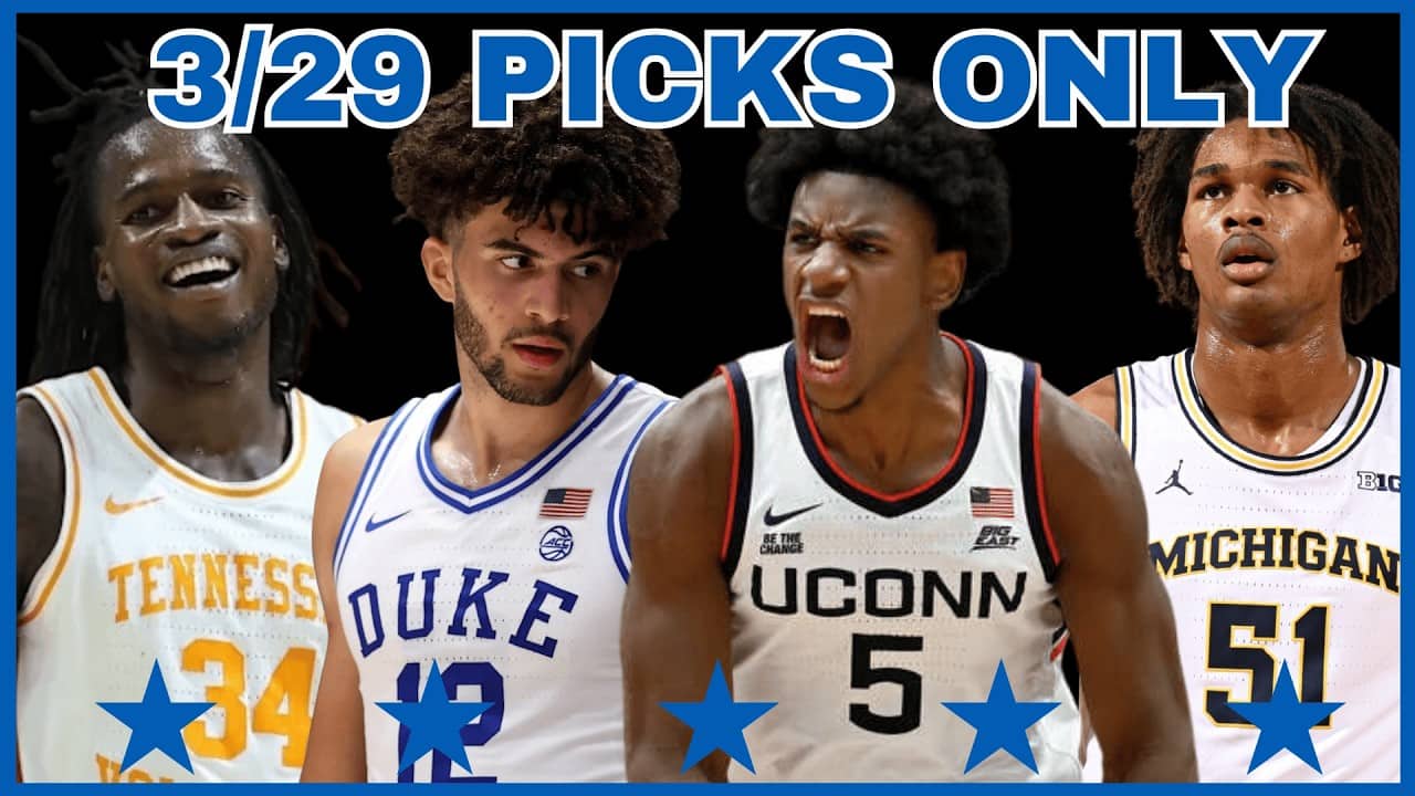 Elite Eight March Madness Picks For Sunday, March 29th ONLY - NCAA Tournament College Basketball