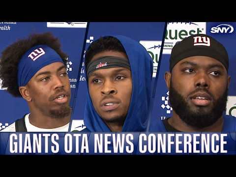 Jevón Holland, Darnell Mooney, and Andrew Thomas on Giants OTAs