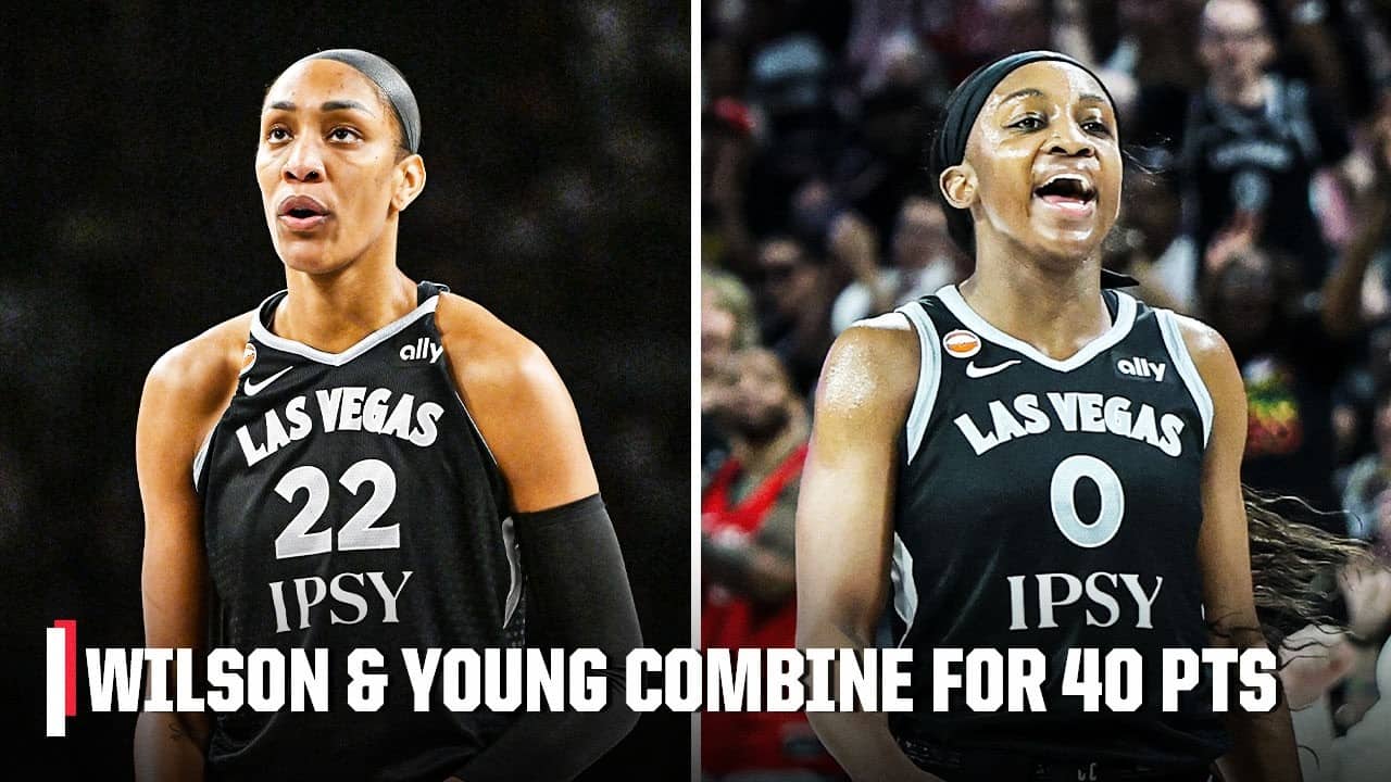 DYNAMIC DUO 🔥 A’ja Wilson and Jackie Young combine for 40 PTS in win vs. Golden State | WNBA on ESPN