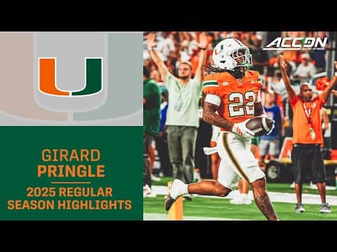 Girard Pringle Jr. 2025 Regular Season Highlights | Miami RB
