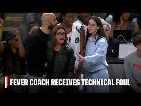 Fever coach Stephanie White receives TECHINICAL FOUL after arguing with officials | WNBA on ESPN