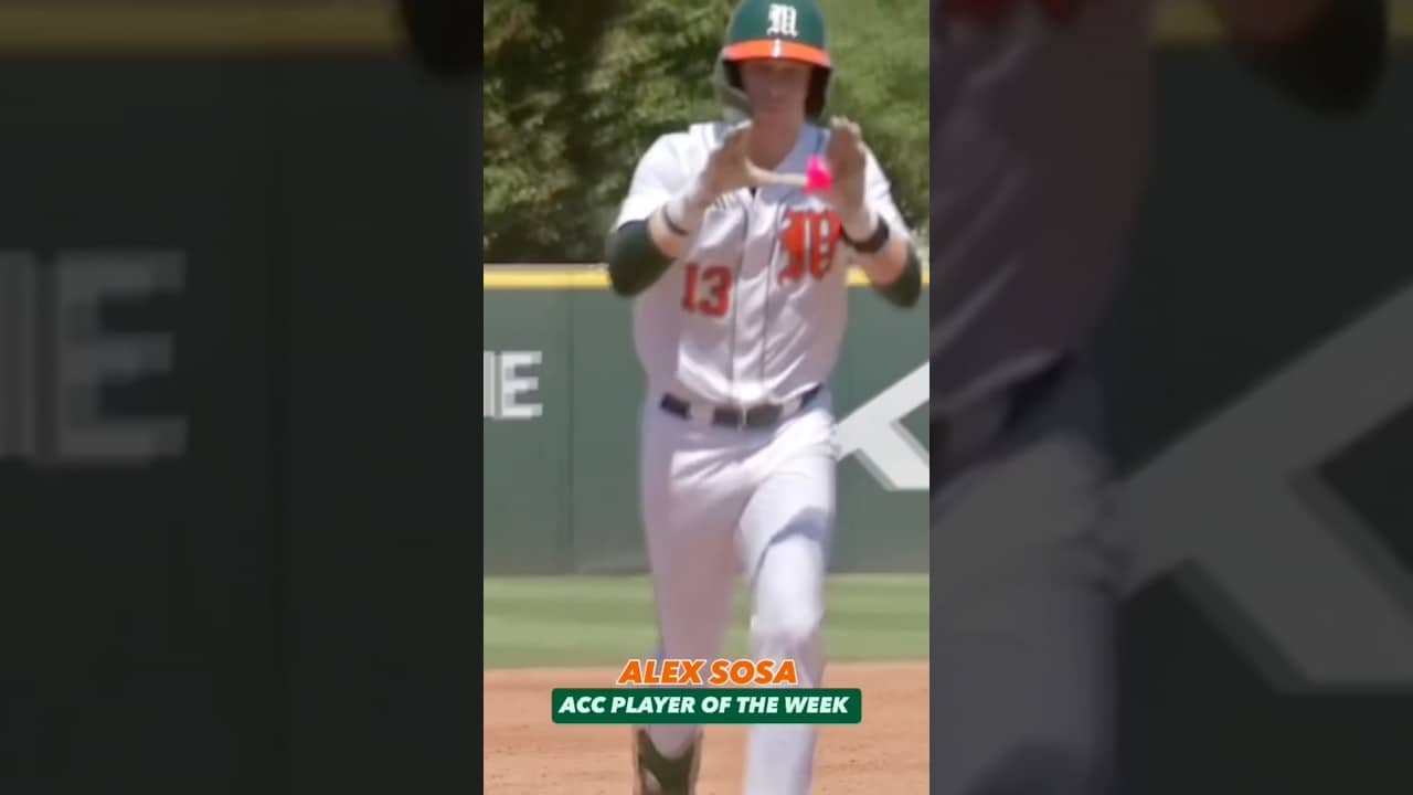 Your ACC Player of the Week, Alex Sosa 🙌 #collegebaseball #ncaabaseball #baseball #sports #miami