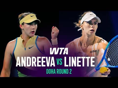 Mirra Andreeva vs. Magda Linette | 2026 Doha Round 2 | WTA Match Highlights