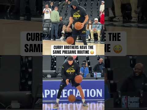 Seeing double! 😵‍💫 Seth + Steph Curry working on the same warmup routine
