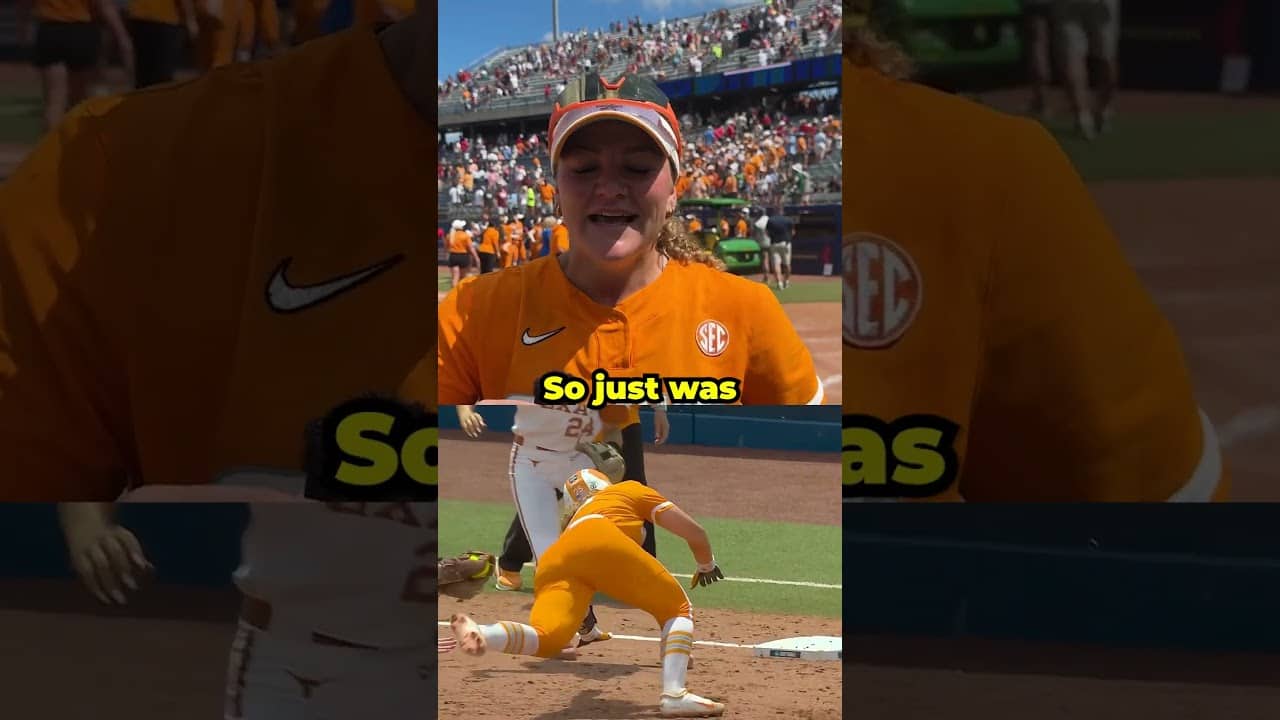 Ella Dodge reflects on her wild play to evade the pickle 🔥 #WCWS
