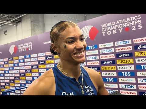 Gianna Woodruff Reacts to 52.66 400H Panama National Record in Semis at Tokyo World Championships