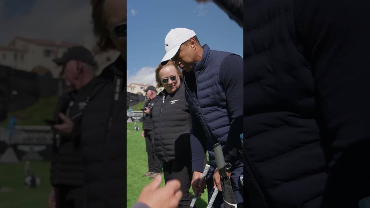 Tiger Woods spent some time catching up with Collin Morikawa at Riviera