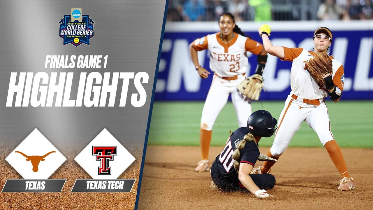 Texas vs. Texas Tech: 2026 Women's College World Series finals game 1 | Extended highlights