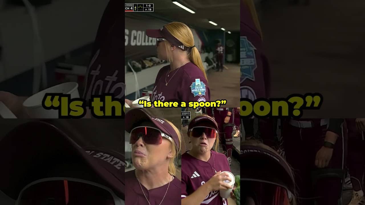 Mississippi State Softball eats broccoli ice cream in dugout 🤢😭🥦 #shorts