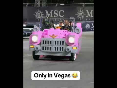 Terry Crews driving a pink LEGO car in Vegas ✨