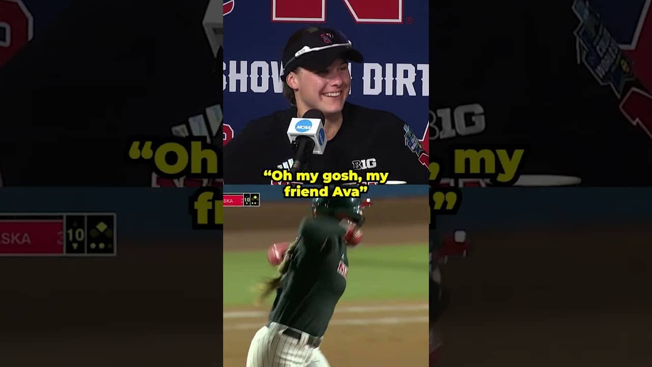 Nebraska softball reacts after walk-off win in WCWS 🌽 #shorts