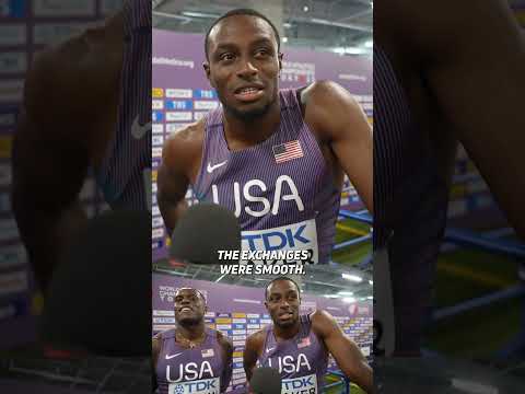 🎟️ Ticket booked! Team USA men run 37.98 to punch their spot in the 4x100 final 💨🇺🇸🔥