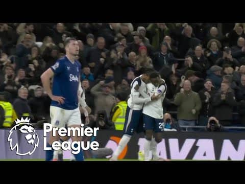 Pape Matar Sarr heads Tottenham Hotspur 3-0 up on Everton | Premier League | NBC Sports