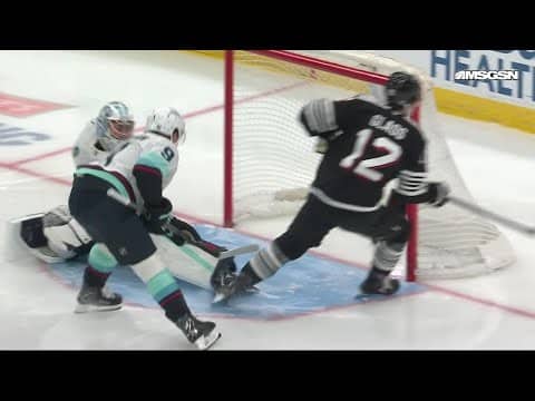 Cody Glass scores a goal against the Seattle Kraken