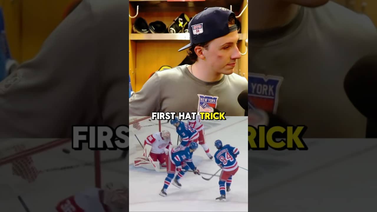 Gabe Perreault scored a natural hat trick in yesterday’s game 👀 #nyr #newyorkrangers #shorts