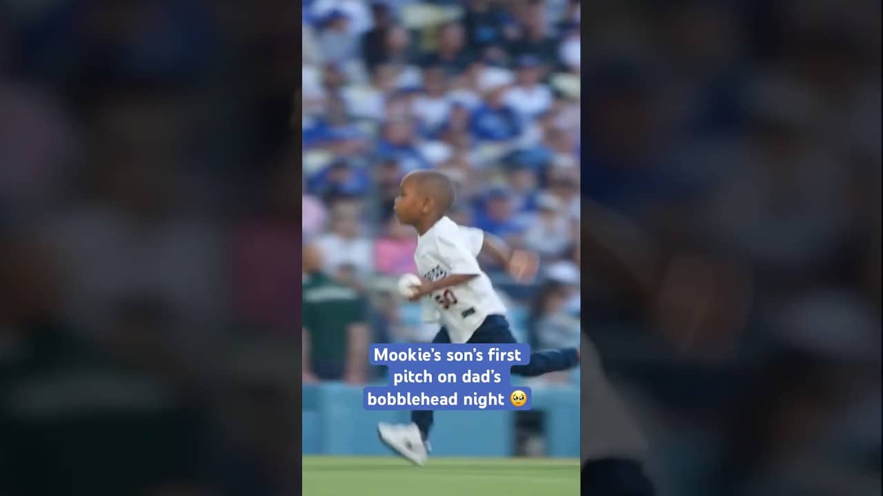 Mookie Betts’ son’s adorable first pitch on dad’s bobblehead night at Dodgers game 🥹