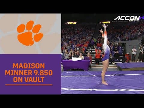 Clemson's Madison Minner Ties For 1st With A 9.850 On Vault