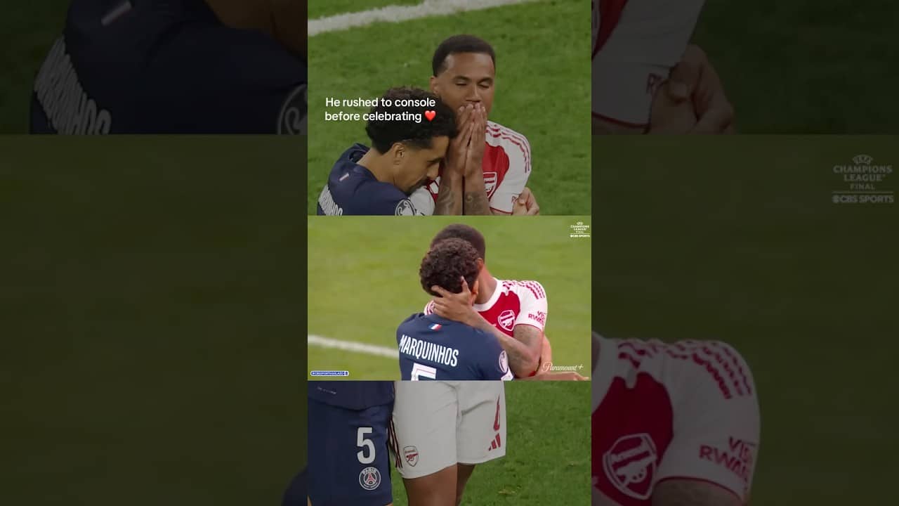 Marquinhos rushed to console fellow Brazilian Gabriel Magalhães after his missed penalty