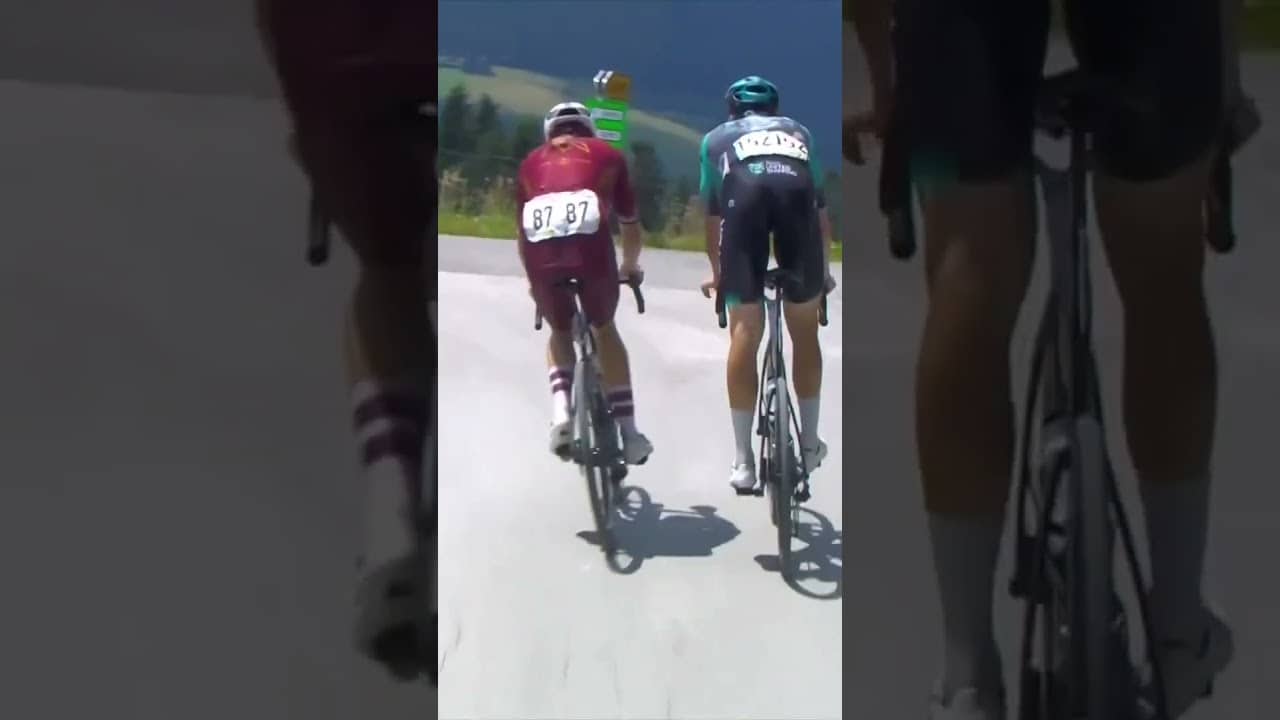 Phew! 😅 Paul Wright pulls off a save after the KOM on Stage 3 of the Tour of Slovenia! 😮