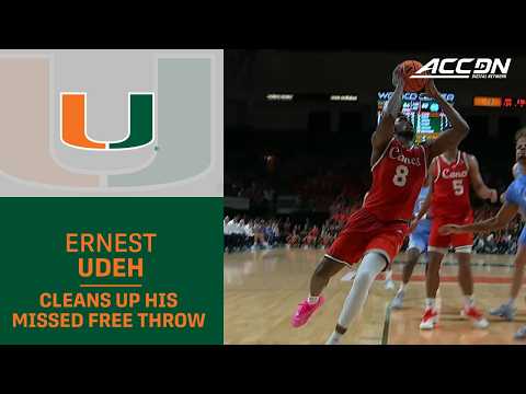 Ernest Udeh Cleans Up His Own Miss For A Key Miami Basket