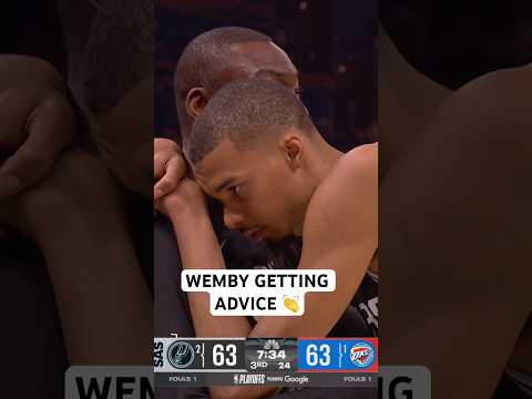 Biyombo giving Wemby some words of advice to finish out Game 7