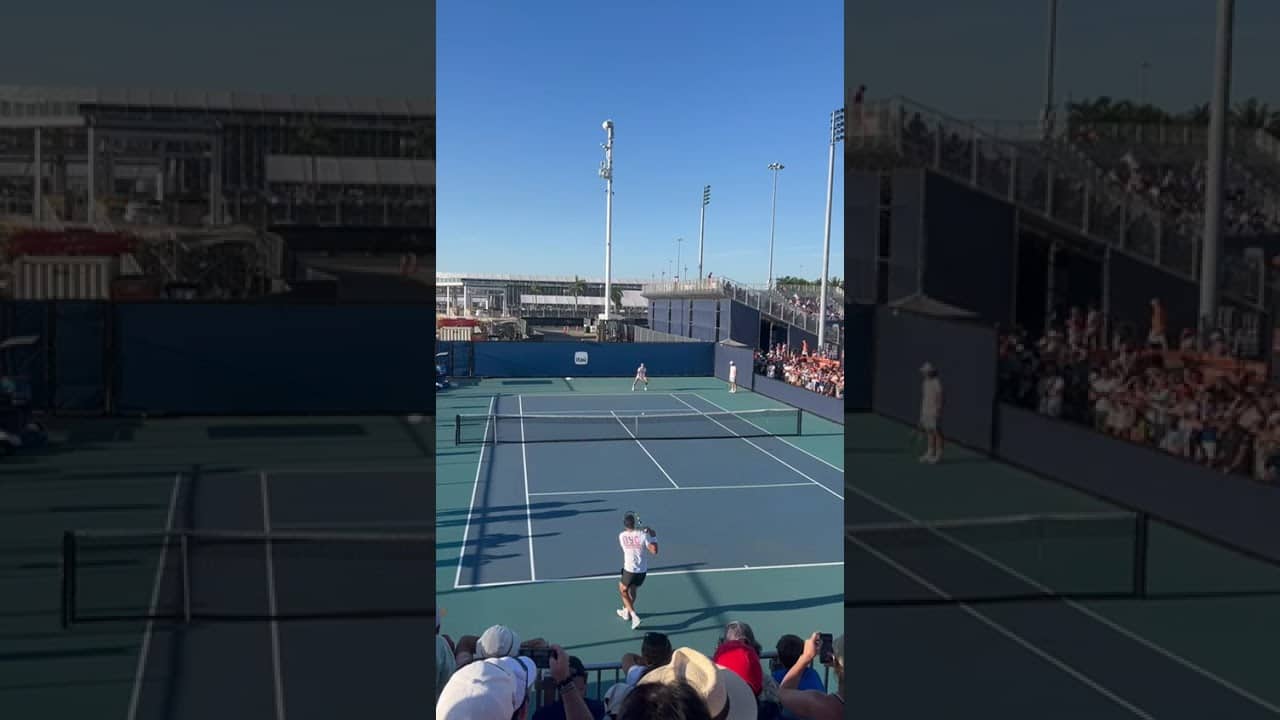 Backhand to Backhand!Carlos Alcaraz - Holger Rune crosscourt exchange in Miami Open practice #atp