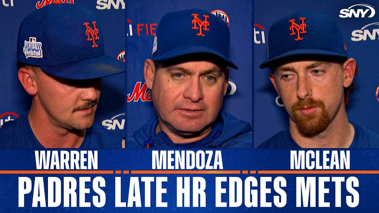 Carlos Mendoza, Austin Warren and Nolan McLean react to the Mets tough 3-2 loss in San Diego