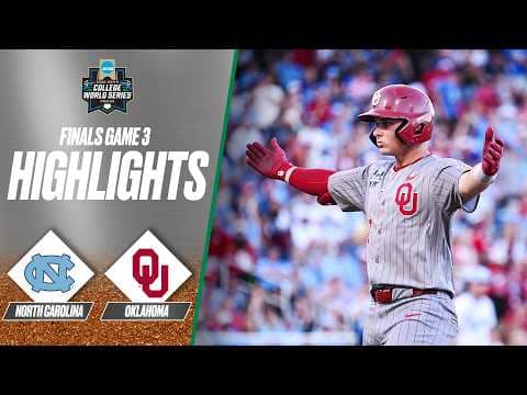 Oklahoma vs. North Carolina: 2026 Men's College World Series finals Game 3 | Extended highlights