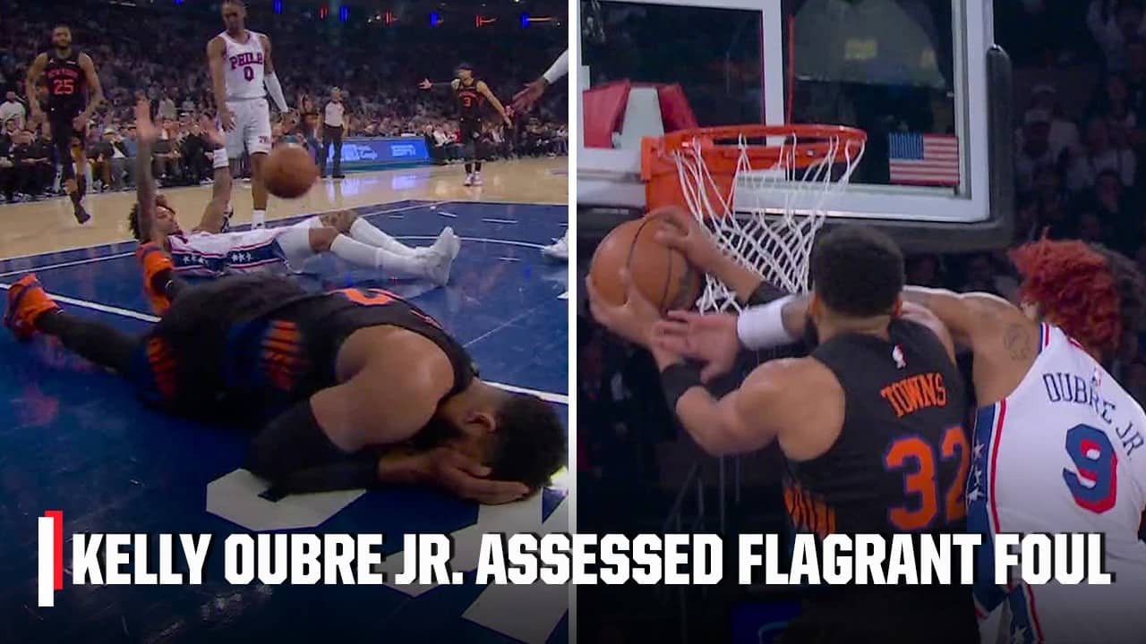 Kelly Oubre Jr.'s foul on Karl-Anthony Towns is UPGRADED to a FLAGRANT 1 | NBA on ESPN