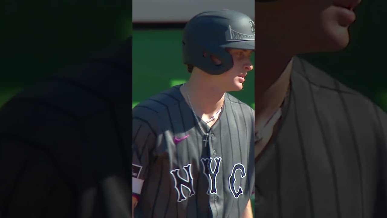 Carson Benge wins the close challenge 😮‍💨 #mlb #mets #baseball #sports #highlights #abs #challenge