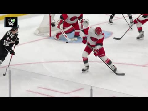 Timo Meier scores a powerplay goal against the Carolina Hurricanes