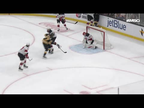 Mark Kastelic scores a goal against the New Jersey Devils